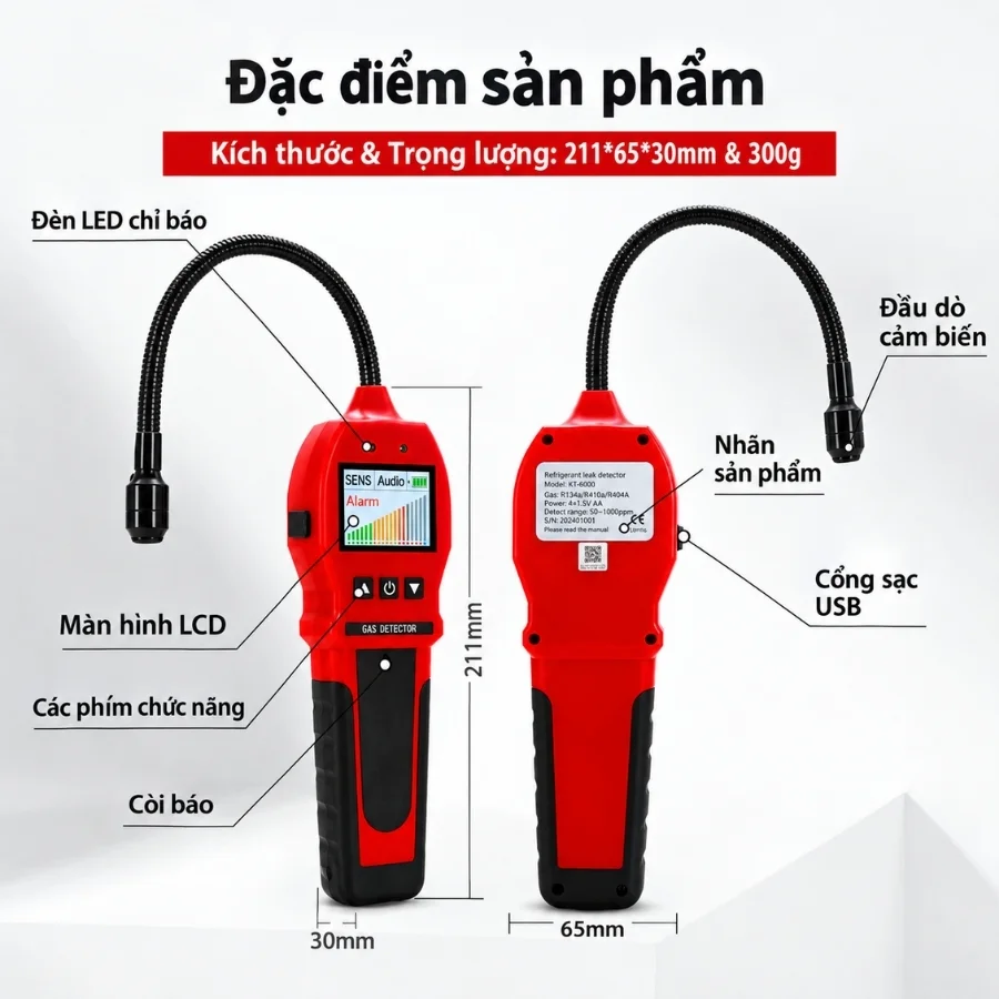 Thiết kế máy dò rò rỉ khí gas lạnh cầm tay Bosean K-100(FR) 